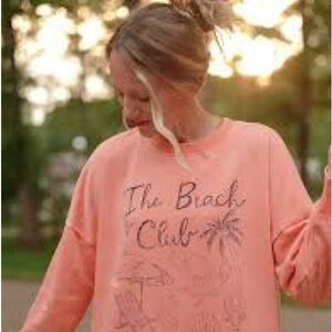 Mountain‎ Moverz Peach The Beach Club Distressed Y2K Sweatshirt Size M